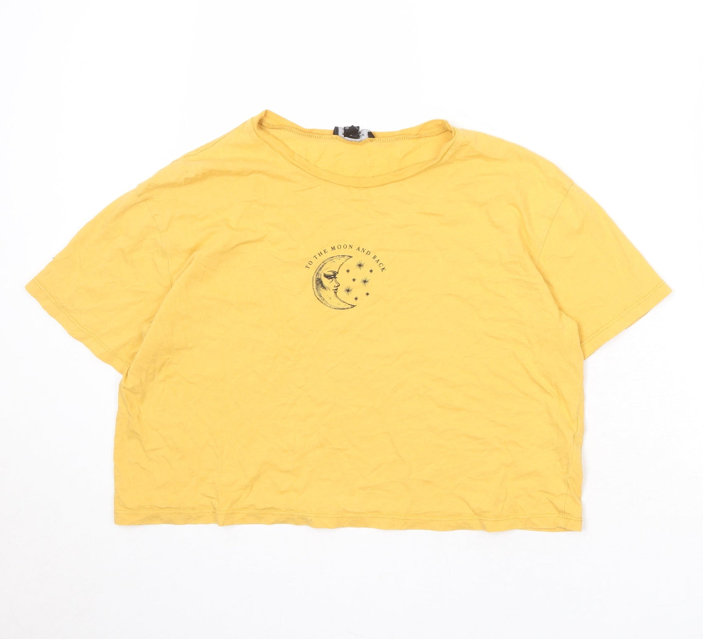 Womens UK Size 12 New Look Yellow Basic T-Shirt
