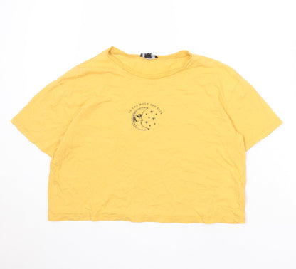 Womens UK Size 12 New Look Yellow Basic T-Shirt