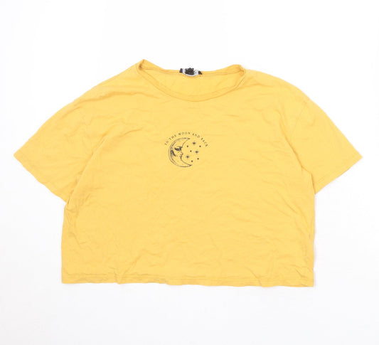 Womens UK Size 12 New Look Yellow Basic T-Shirt