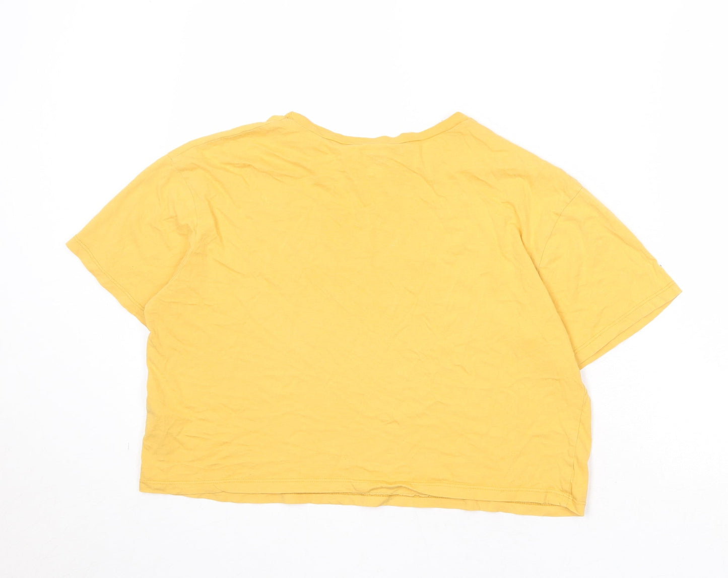 Womens UK Size 12 New Look Yellow Basic T-Shirt