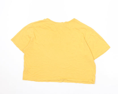 Womens UK Size 12 New Look Yellow Basic T-Shirt