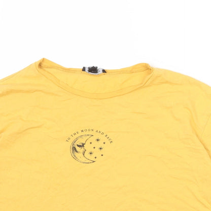 Womens UK Size 12 New Look Yellow Basic T-Shirt