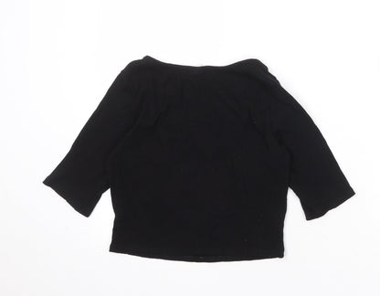 H&M Womens Black Viscose Basic T-Shirt Size M Scoop Neck