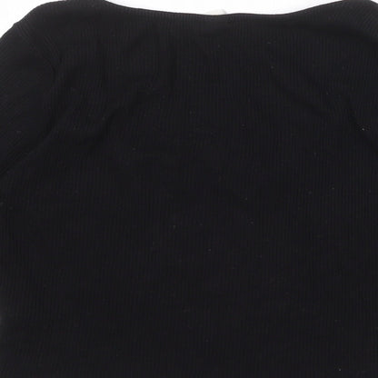 H&M Womens Black Viscose Basic T-Shirt Size M Scoop Neck