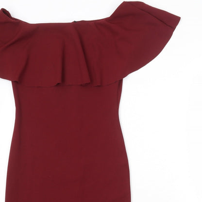 Izabel Womens Red Polyester Bodycon Size 12 Off the Shoulder Pullover