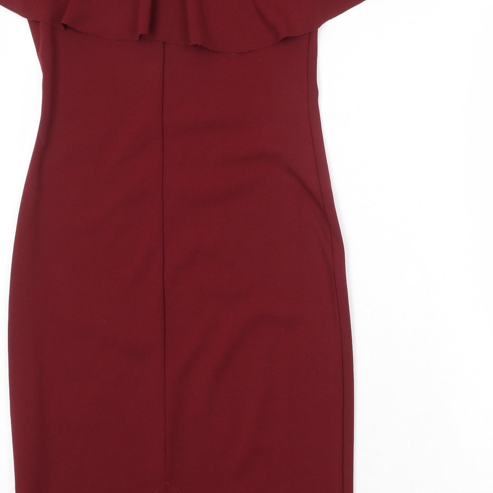 Izabel Womens Red Polyester Bodycon Size 12 Off the Shoulder Pullover