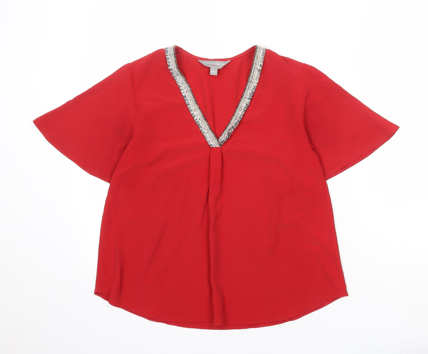 Womens UK Size 8 Dorothy Perkins Red Basic Blouse