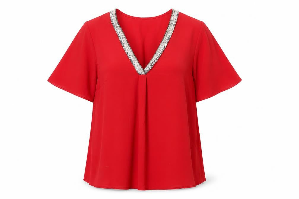 Womens UK Size 8 Dorothy Perkins Red Basic Blouse