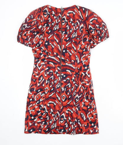 French Connection Womens Multicoloured Geometric Cotton A-Line Size 8 V-Neck Zip