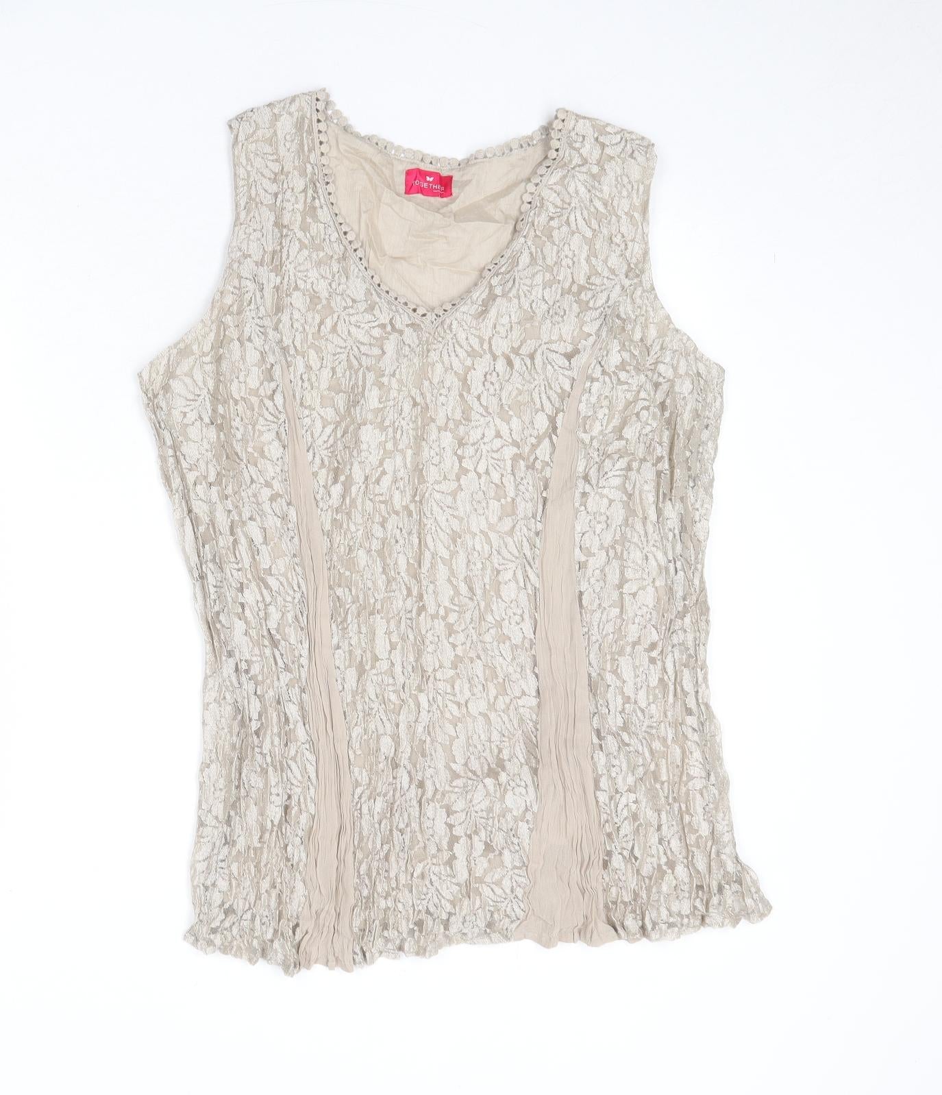 Womens UK Size M Together Beige Basic Tank