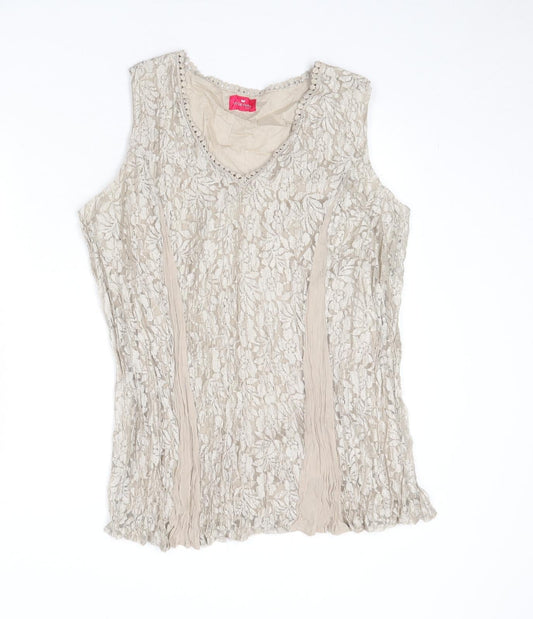 Womens UK Size M Together Beige Basic Tank