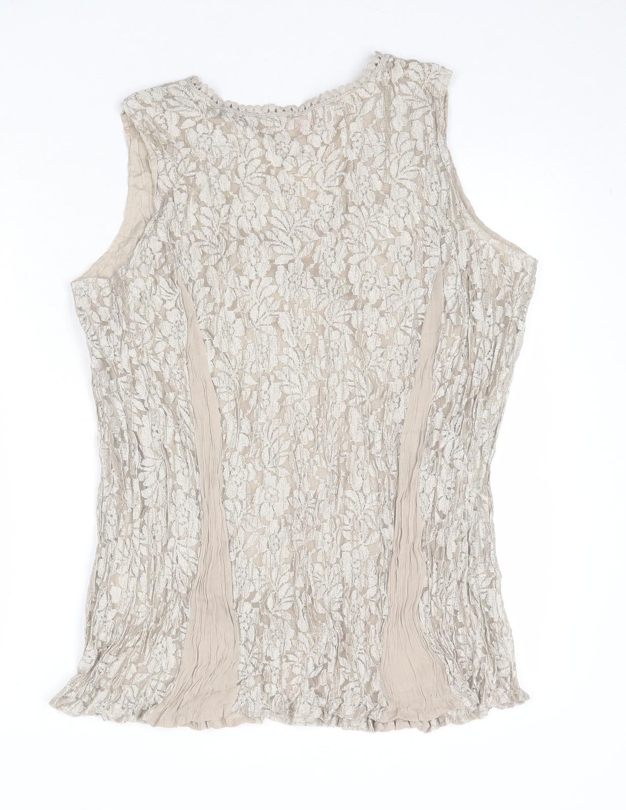 Womens UK Size M Together Beige Basic Tank