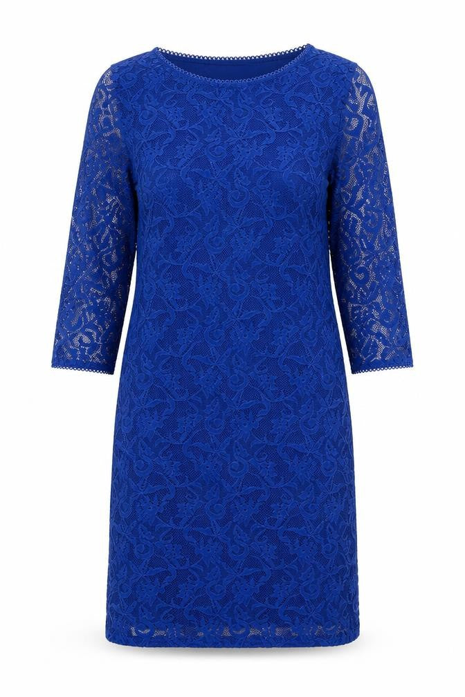 Marks and Spencer Womens Blue Geometric Polyester Shift Size 10 Round Neck Pullover