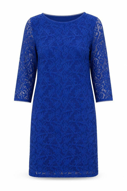 Marks and Spencer Womens Blue Geometric Polyester Shift Size 10 Round Neck Pullover