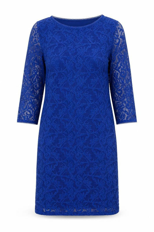 Marks and Spencer Womens Blue Geometric Polyester Shift Size 10 Round Neck Pullover