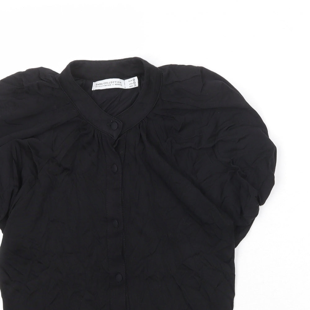 Womens UK Size M Zara Black Basic Button-Up