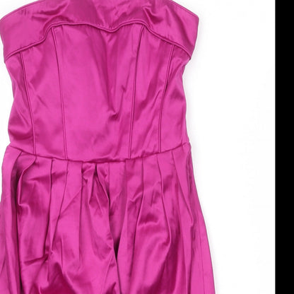 New Look Womens Purple Cotton A-Line Size 10 Off the Shoulder Zip