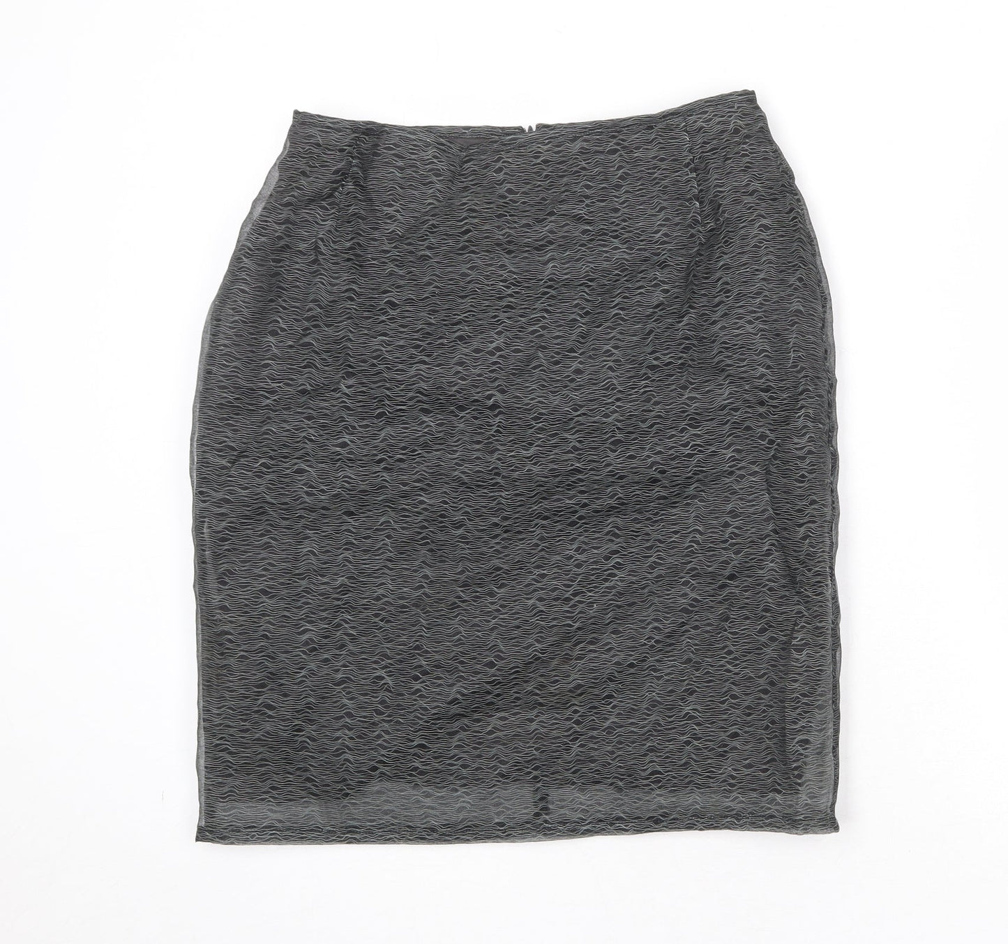 Zapa Womens Grey Geometric Polyester A-Line Skirt Size 14 Zip