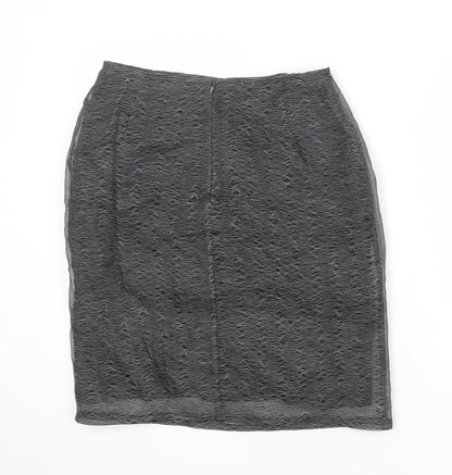 Zapa Womens Grey Geometric Polyester A-Line Skirt Size 14 Zip