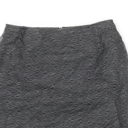 Zapa Womens Grey Geometric Polyester A-Line Skirt Size 14 Zip