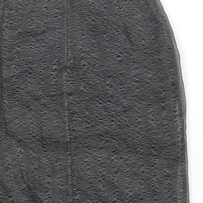 Zapa Womens Grey Geometric Polyester A-Line Skirt Size 14 Zip