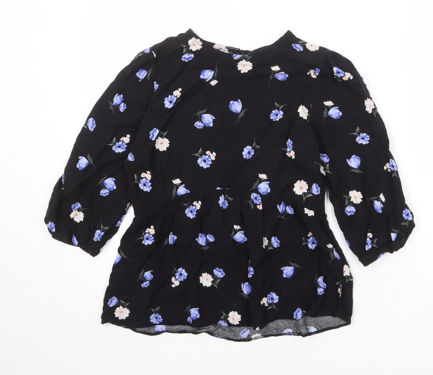 Womens UK Size 8 New Look Black Basic Blouse