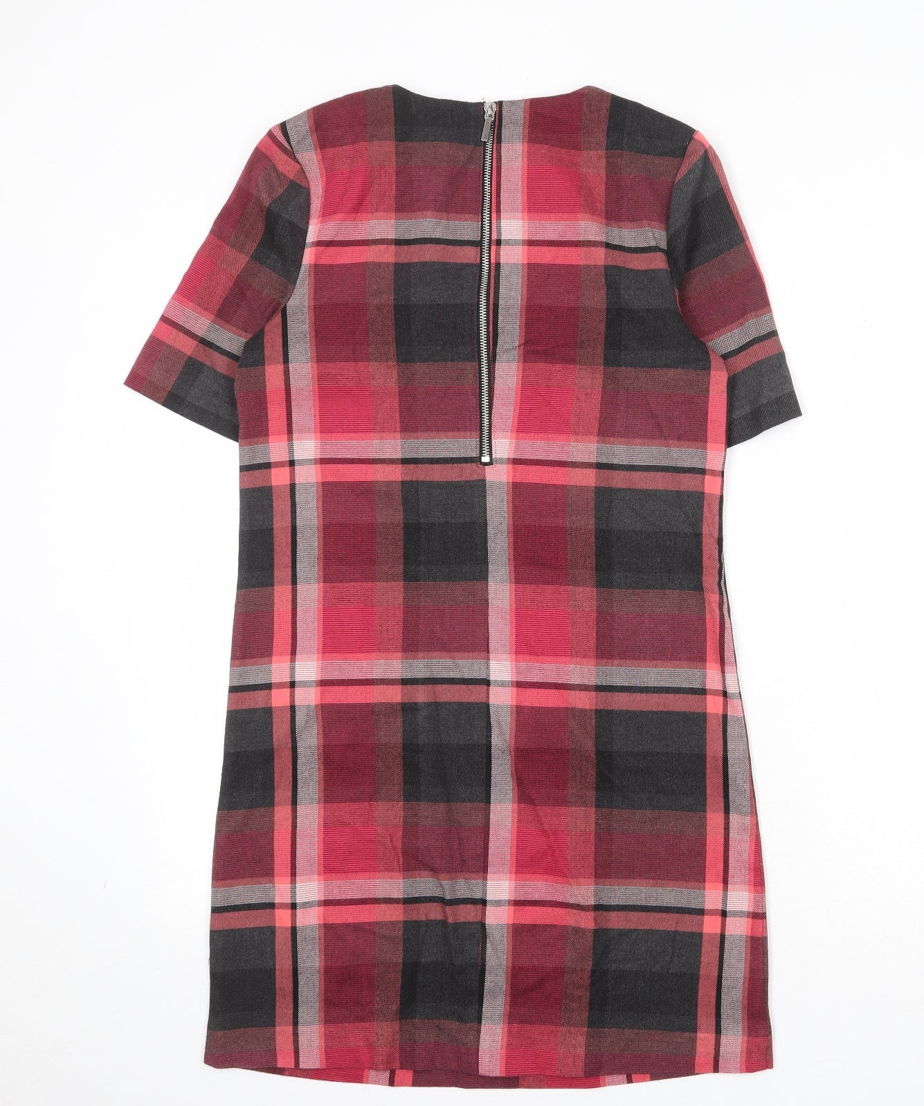 NEXT Womens Multicoloured Plaid Polyester Shift Size 8 Round Neck Zip