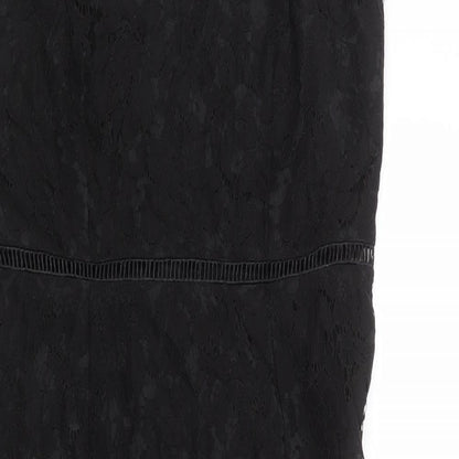 Girls On Film Womens Black Geometric Nylon Slip Dress Size 14 Sweetheart Zip