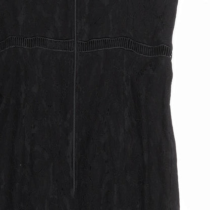 Girls On Film Womens Black Geometric Nylon Slip Dress Size 14 Sweetheart Zip