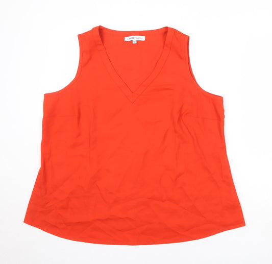 Capsule Womens Orange Polyester Basic Tank Size 22 V-Neck