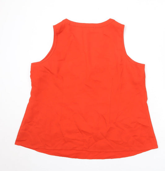 Capsule Womens Orange Polyester Basic Tank Size 22 V-Neck