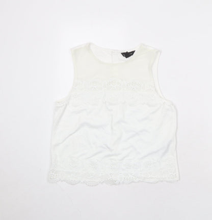 Womens UK Size 12 New Look White Basic Tank