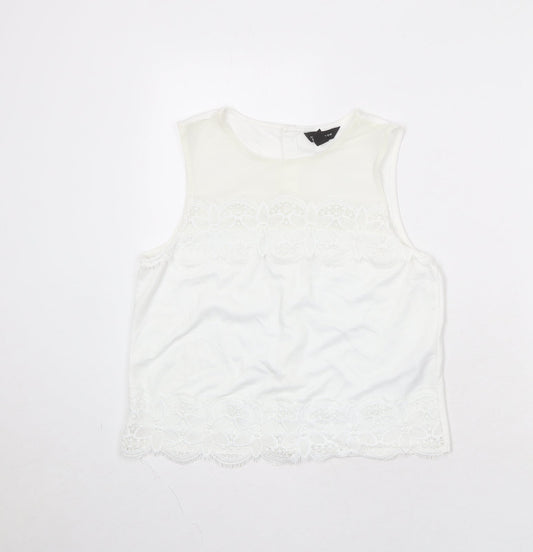 Womens UK Size 12 New Look White Basic Tank