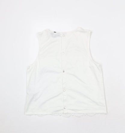 Womens UK Size 12 New Look White Basic Tank