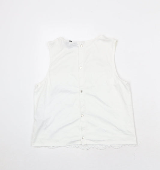 Womens UK Size 12 New Look White Basic Tank