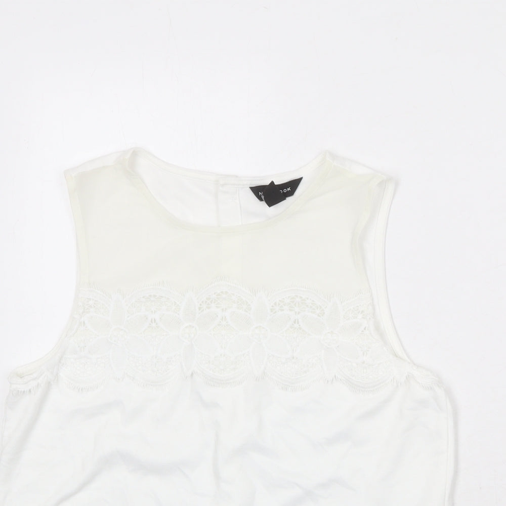 Womens UK Size 12 New Look White Basic Tank