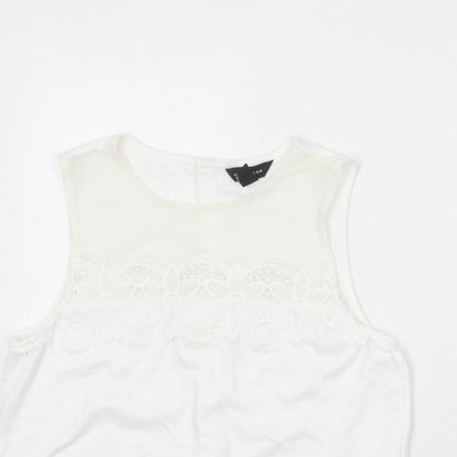 Womens UK Size 12 New Look White Basic Tank