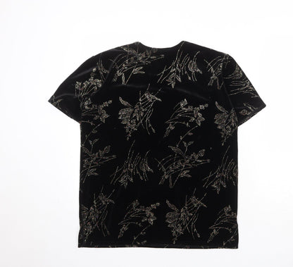 Womens UK Size M Charmell Black Basic T-Shirt