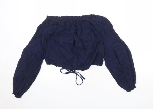 Womens UK Size XS Hollister Blue Cropped Blouse