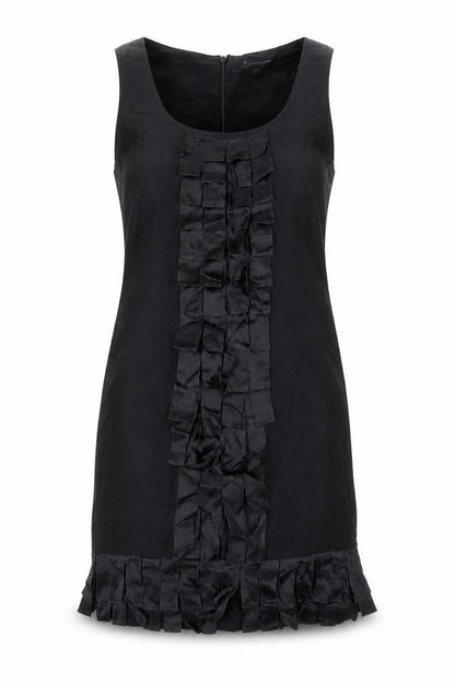 Warehouse Womens Black Silk Sheath Size 10 Round Neck Zip