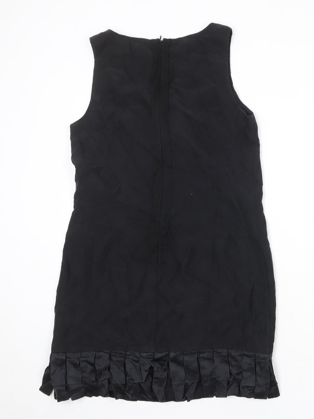 Warehouse Womens Black Silk Sheath Size 10 Round Neck Zip
