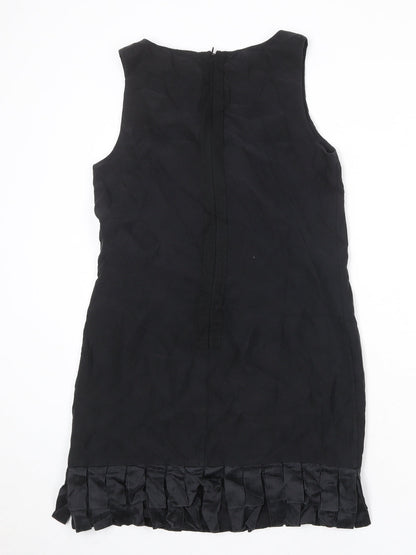 Warehouse Womens Black Silk Sheath Size 10 Round Neck Zip