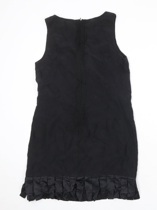 Warehouse Womens Black Silk Sheath Size 10 Round Neck Zip