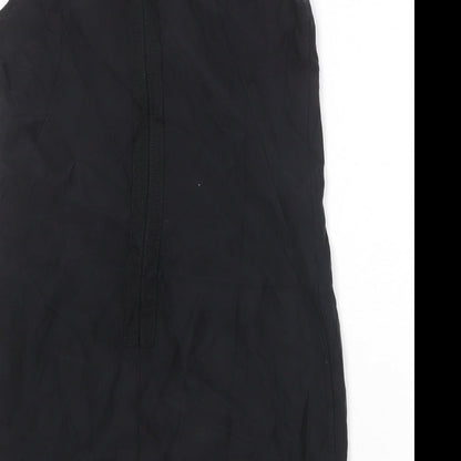 Warehouse Womens Black Silk Sheath Size 10 Round Neck Zip