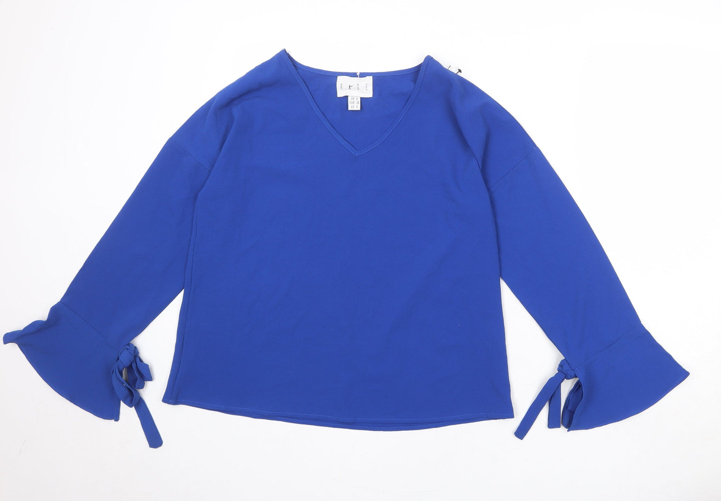 Rage Womens Blue Polyester Basic Blouse Size 8 V-Neck