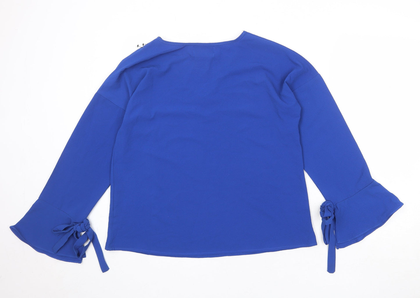 Rage Womens Blue Polyester Basic Blouse Size 8 V-Neck