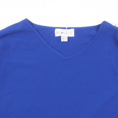 Rage Womens Blue Polyester Basic Blouse Size 8 V-Neck