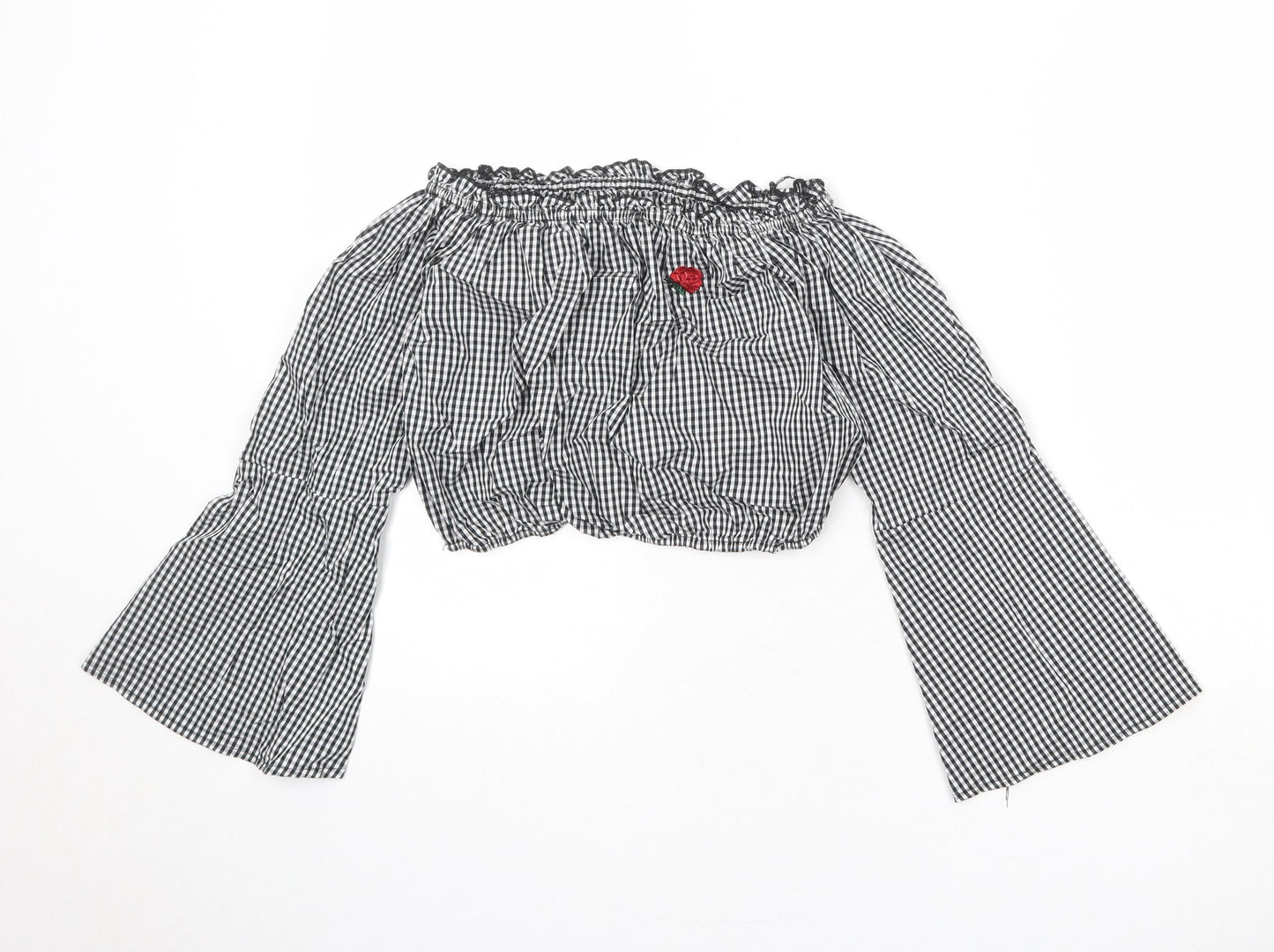 Womens UK Size S Pull&Bear Black Cropped Blouse