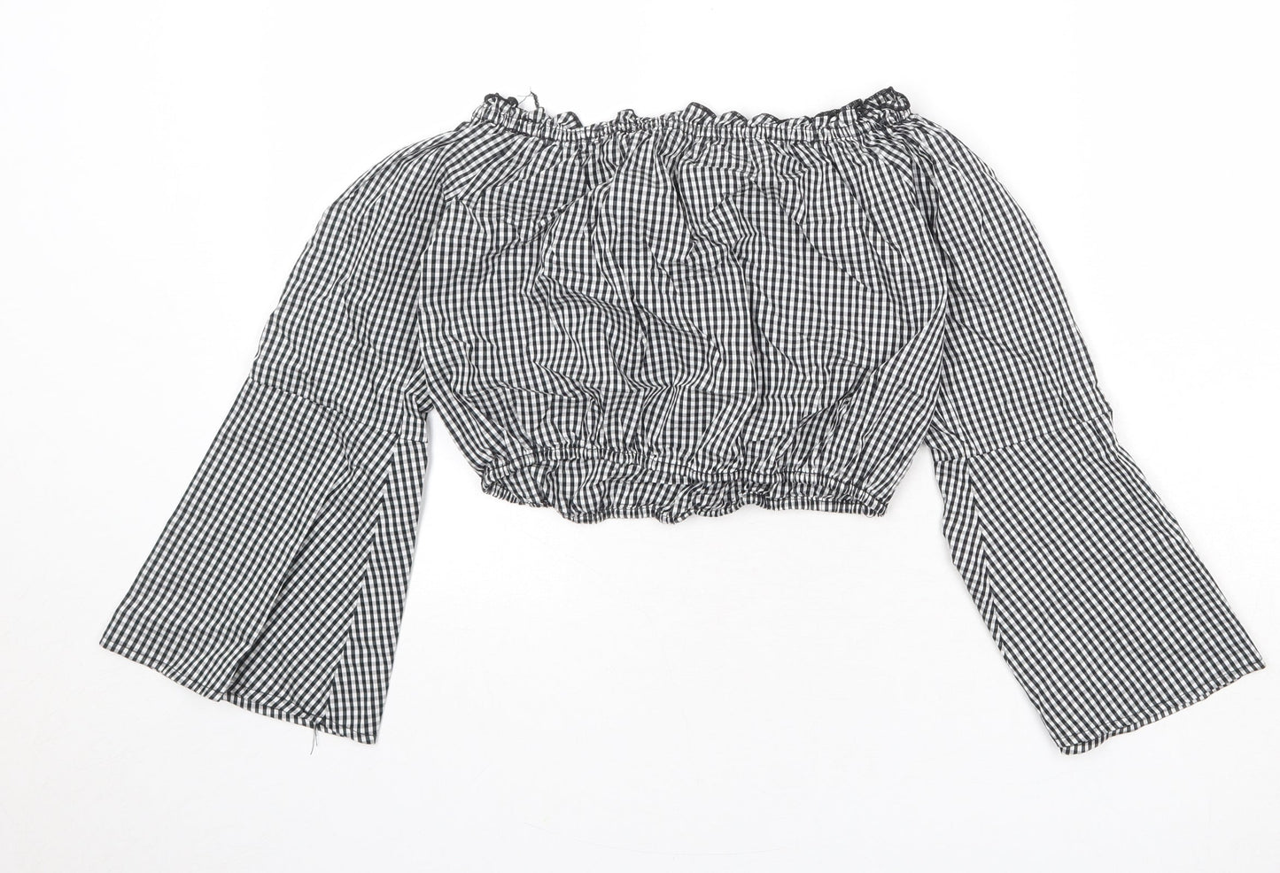 Womens UK Size S Pull&Bear Black Cropped Blouse