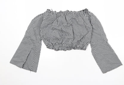Womens UK Size S Pull&Bear Black Cropped Blouse